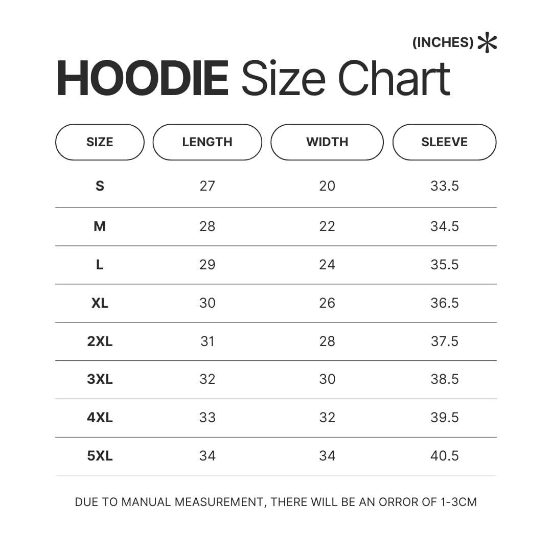 Hoodie Size Chart - Warrior Cats Merch