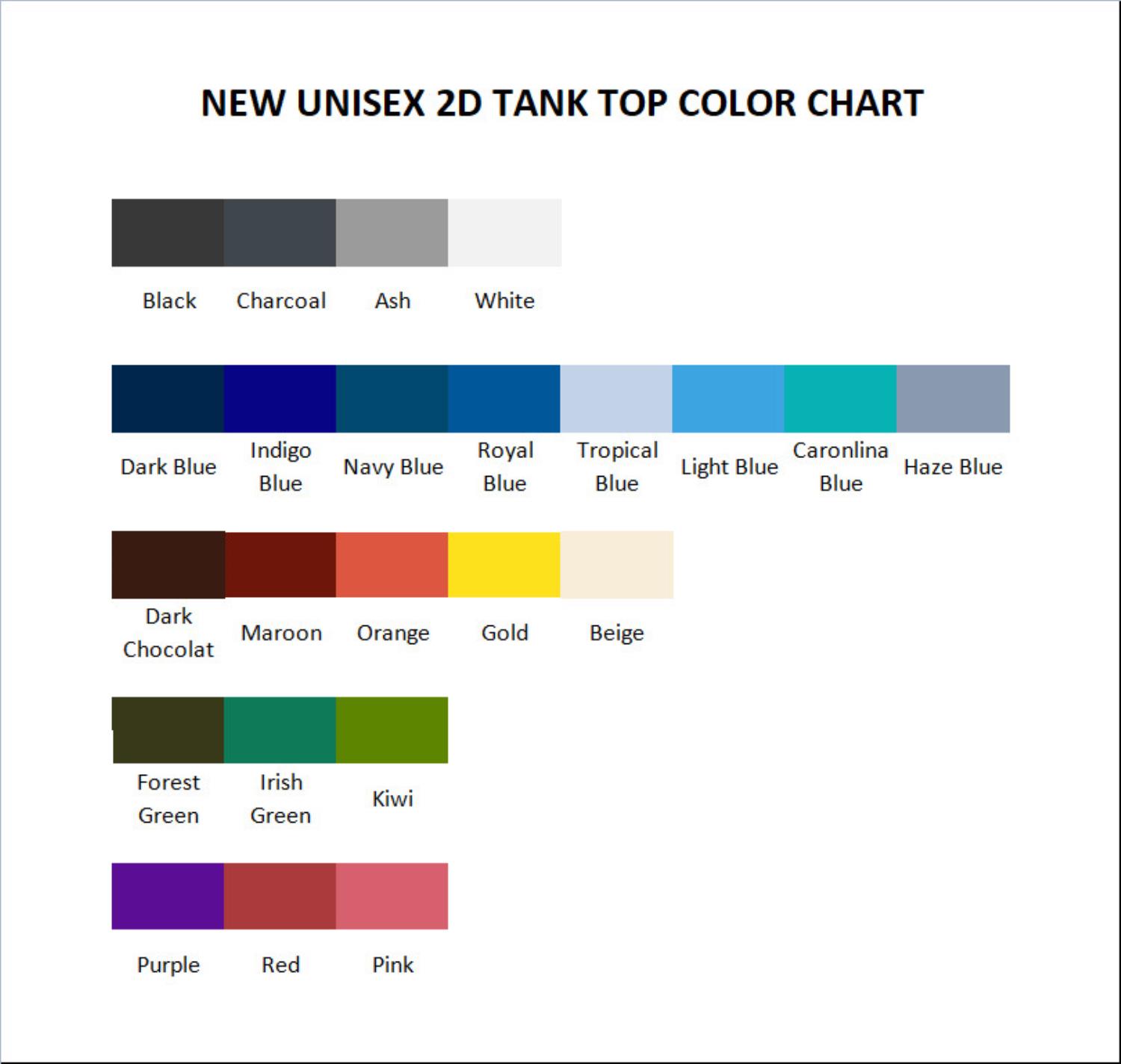 tank top color chart - Warrior Cats Merch