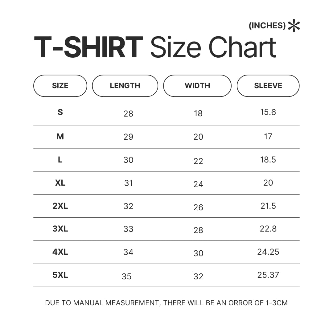 T shirt Size Chart - Warrior Cats Merch