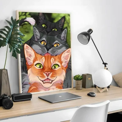 Firestar Graystripe and Ravenpaw Portrait Wall Art